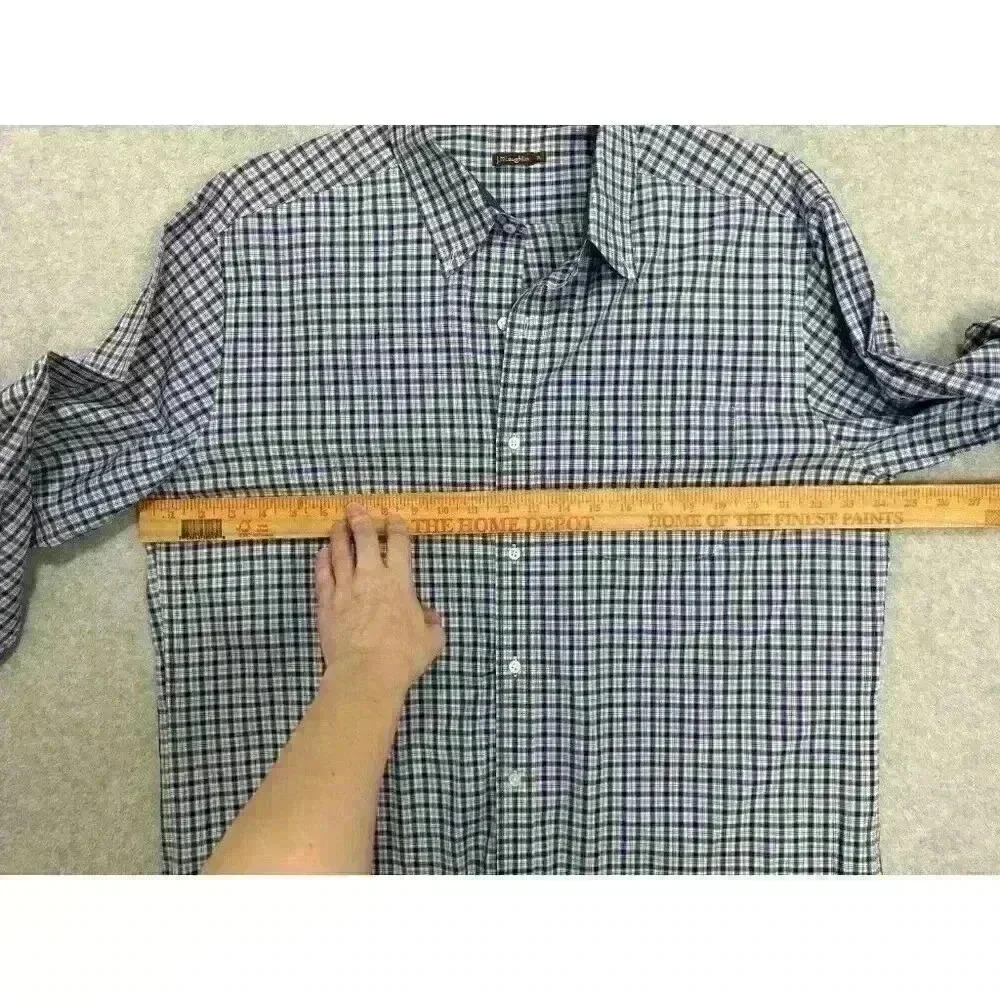 J‎ Mclaughlin XL Long Sleeve Button Up Shirt Flip Cuff Tartan Plaid 100% Cotton - Picture 7 of 12